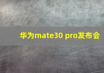 华为mate30 pro发布会